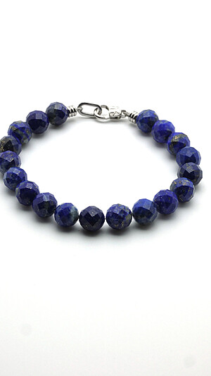 Heren armband met lapis lazuli edelstenen en haaksluiting